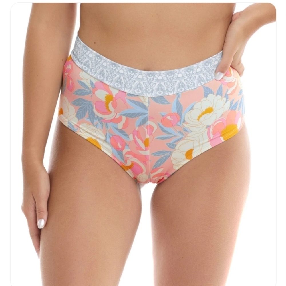 Body Glove Twiggy High Waist Boyleg Bikini Set Floral Pastel NWT Size Small - Picture 3 of 16